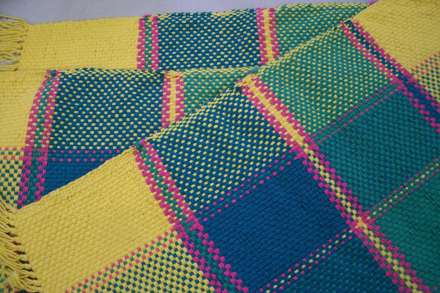 3 Cotton Handwoven Placemats - Yellow/Green