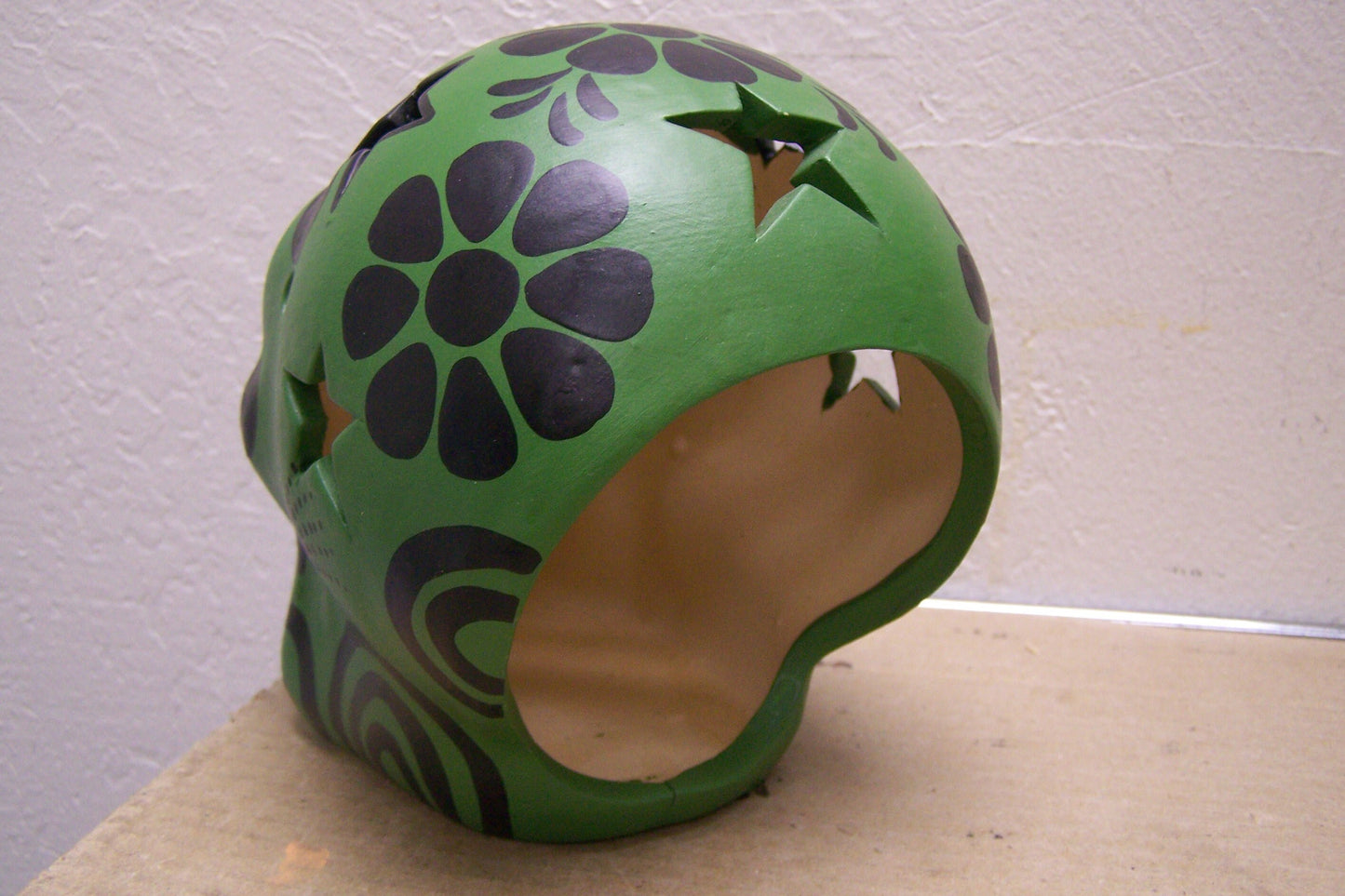 Large Painted Day of the Dead Skull Luminaria - Dark Green