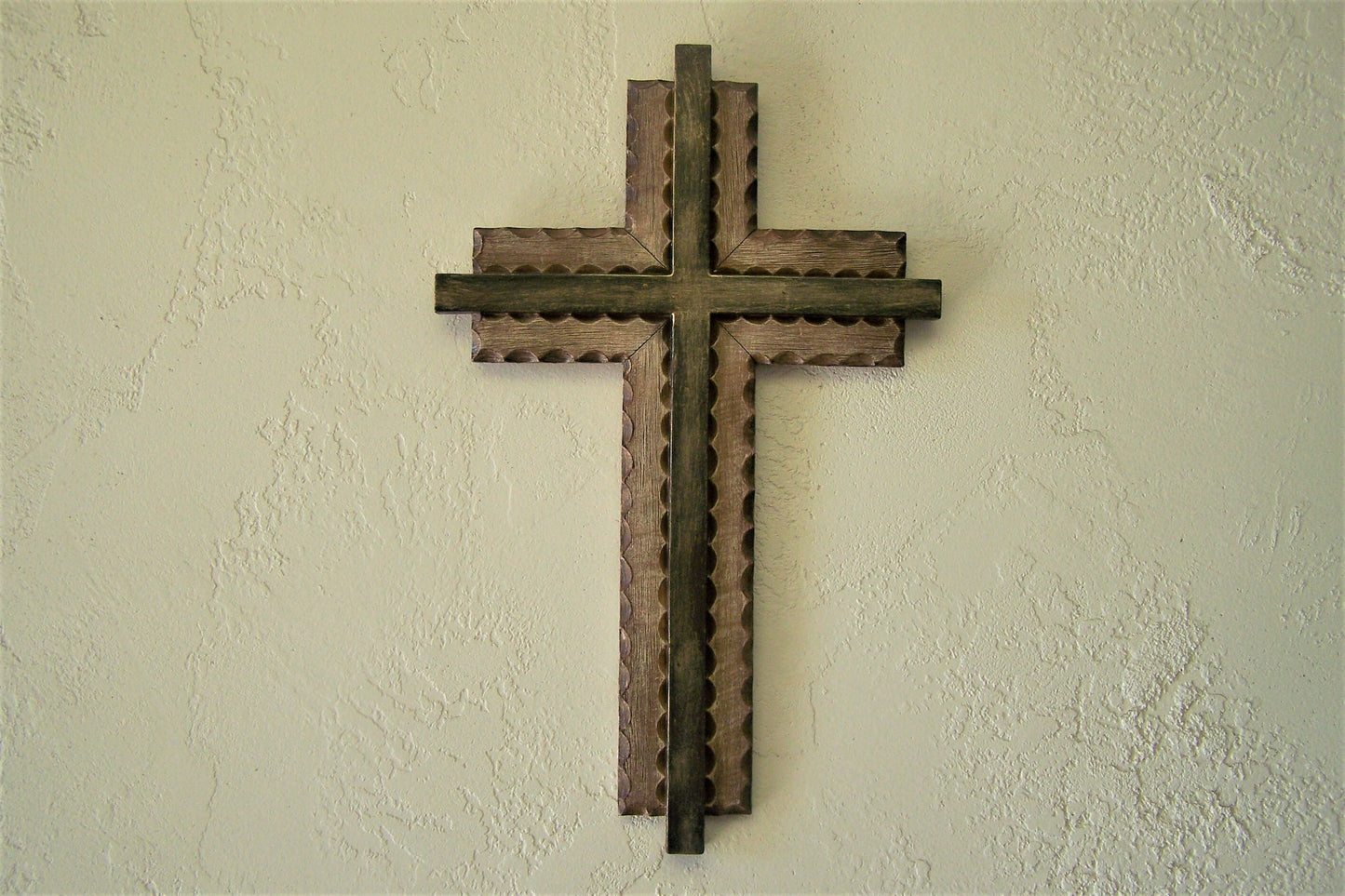 Rustic Resin Cross - Faux Wood and Metal