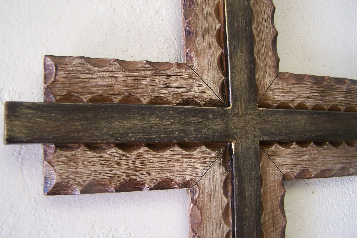 Rustic Resin Cross - Faux Wood and Metal