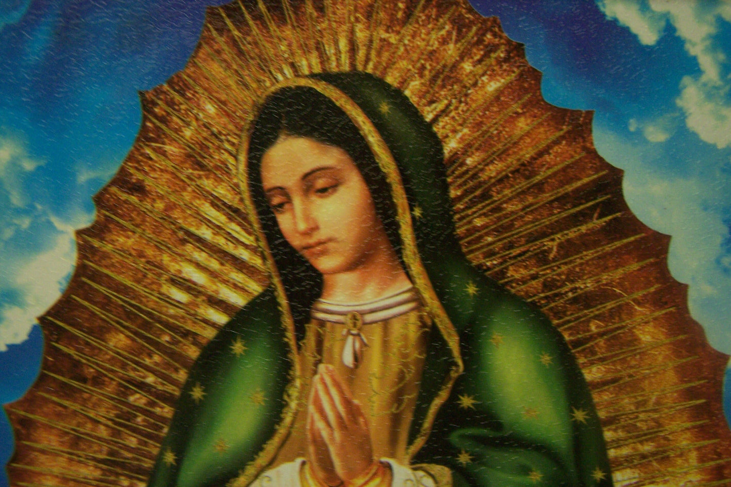 Framed Giclee Print - Virgin of Guadalupe in Blue Sky with Cherubs - Mexico
