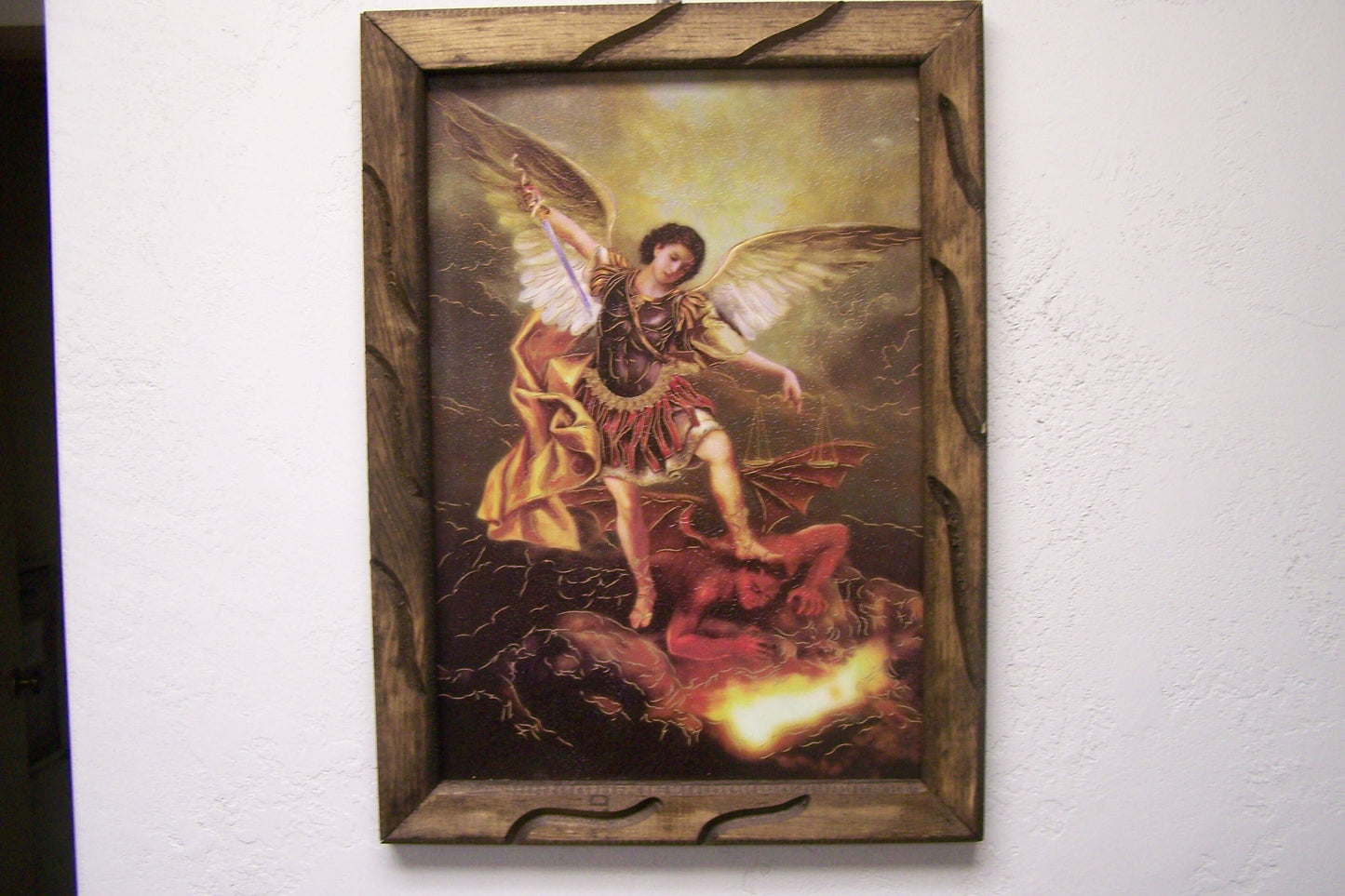 Framed Giclee Print - Saint Michael Slaying Demon - Mexico