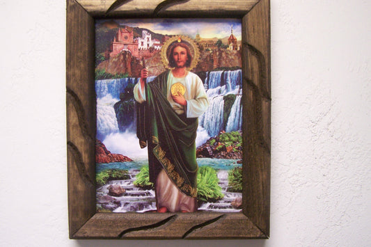 9.5" x 12" Framed Giclee Print - Saint Jude San Judas with Waterfalls - Mexico