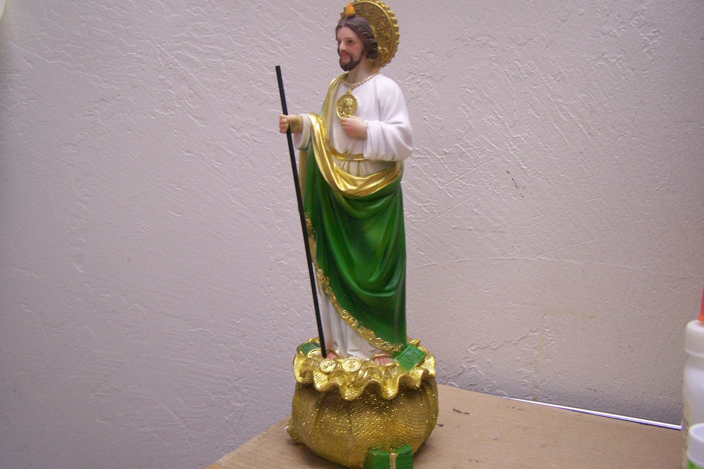San Judas Saint Jude with Money 13" Resin Altarpiece Statue - Attract Wealth!