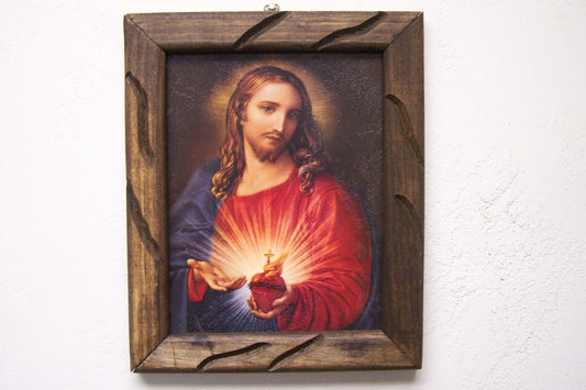9.5" x 12" Framed Giclee Print - Jesus, Sacred Heart #1 - Mexico