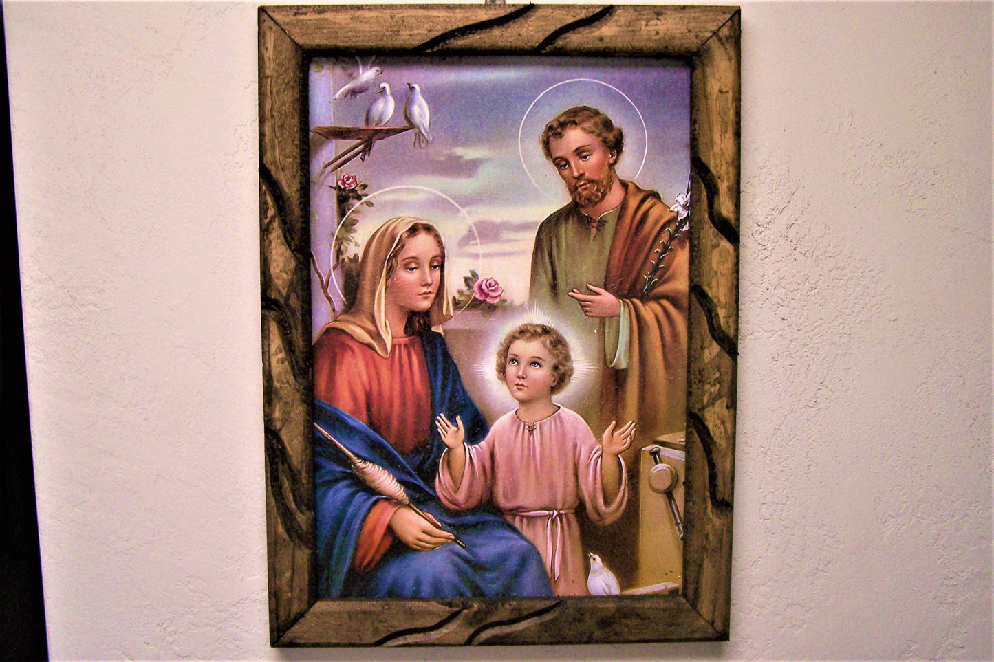 Framed Giclee Print - Holy Family: Baby Jesus, Mary, Joseph - Mexico