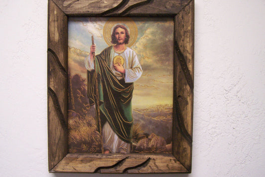 9.5" x 12" Framed Giclee Print - Saint Jude San Judas with Desert Landscape - Mexico