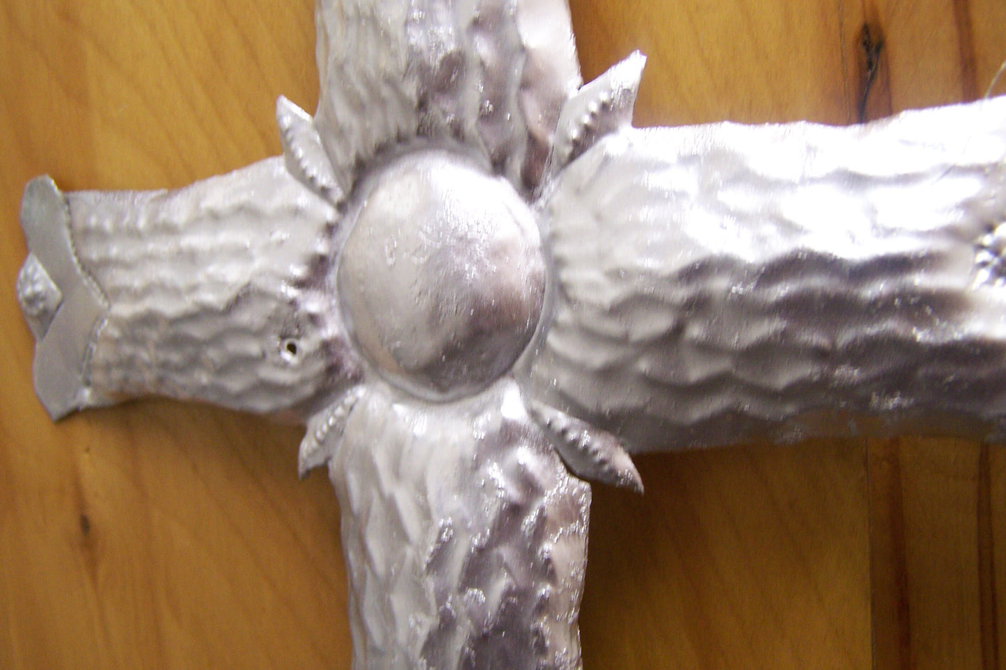 Hammered Steel Cross with Shiny Finish - Mexico