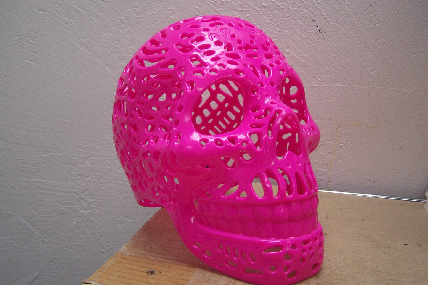 XL Plastic Altar Skull - Oaxaca Style - Pink