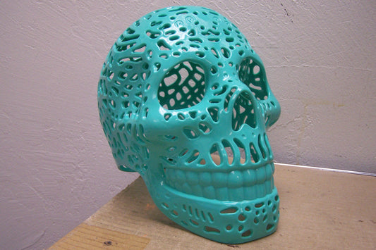 XL Plastic Altar Skull - Oaxaca Style - Turquoise