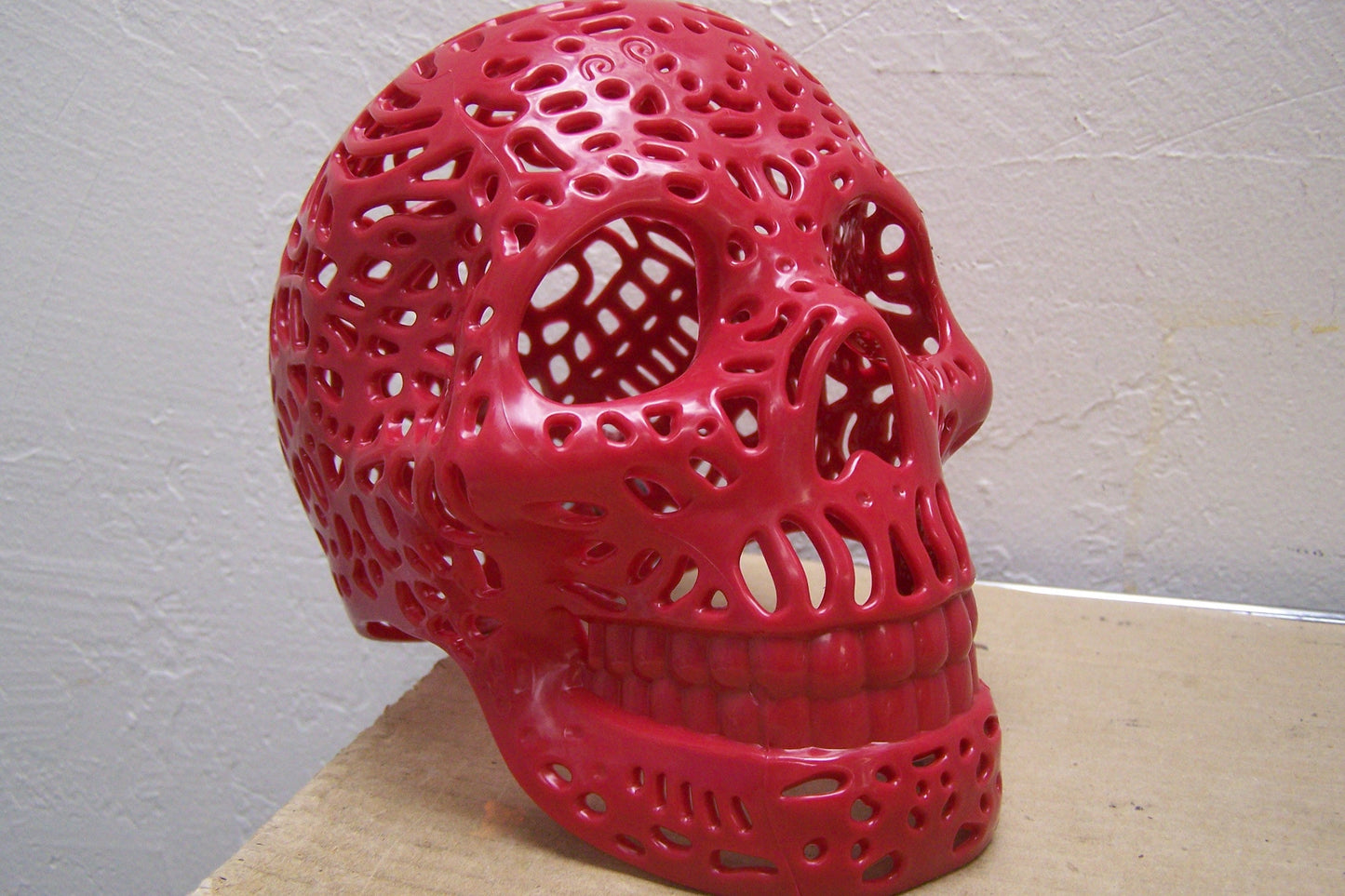 Lifesize Plastic Altar Skull - Oaxaca Style - Red