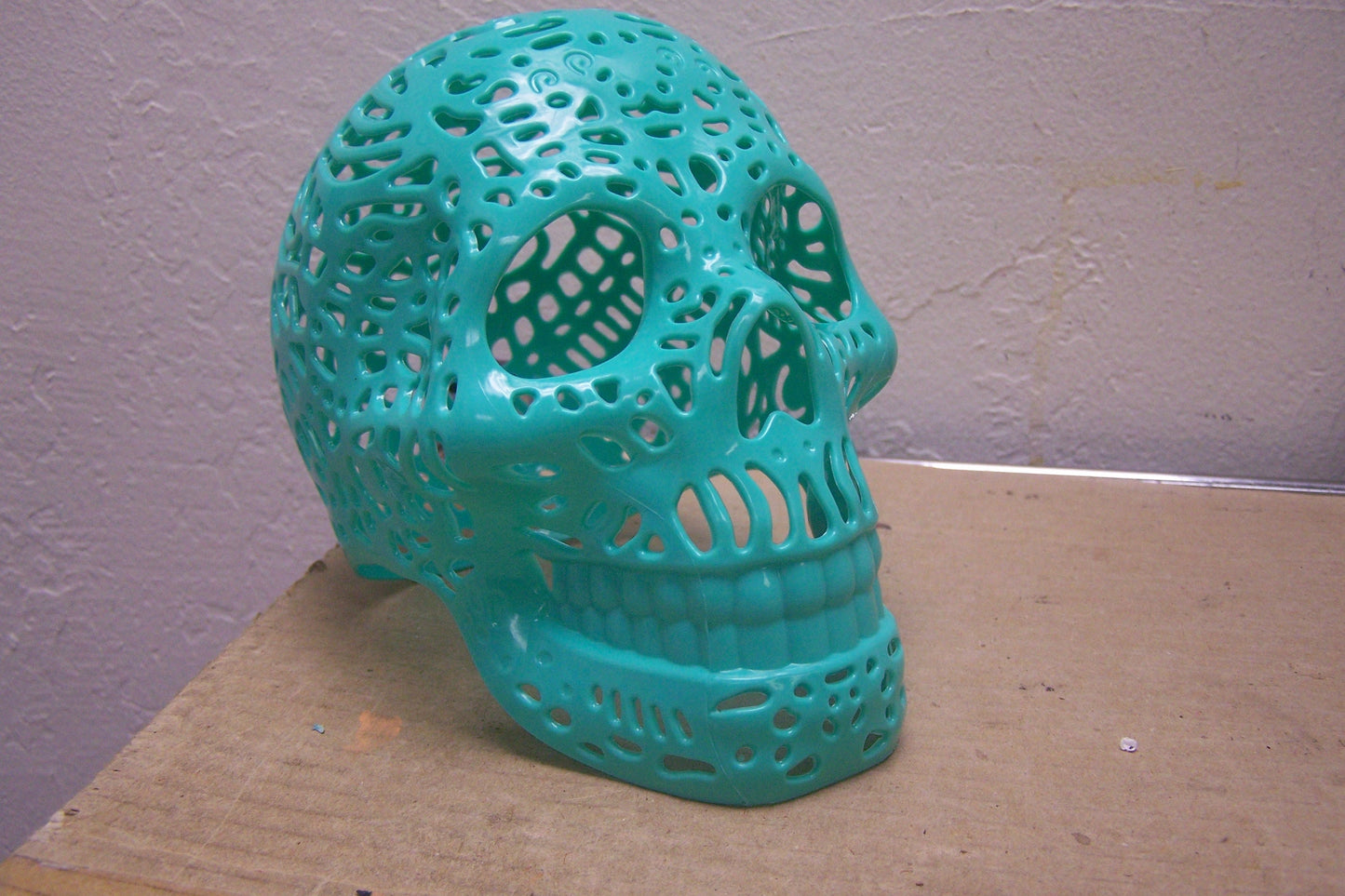 Smaller Plastic Altar Skull - Oaxaca Style - Turquoise