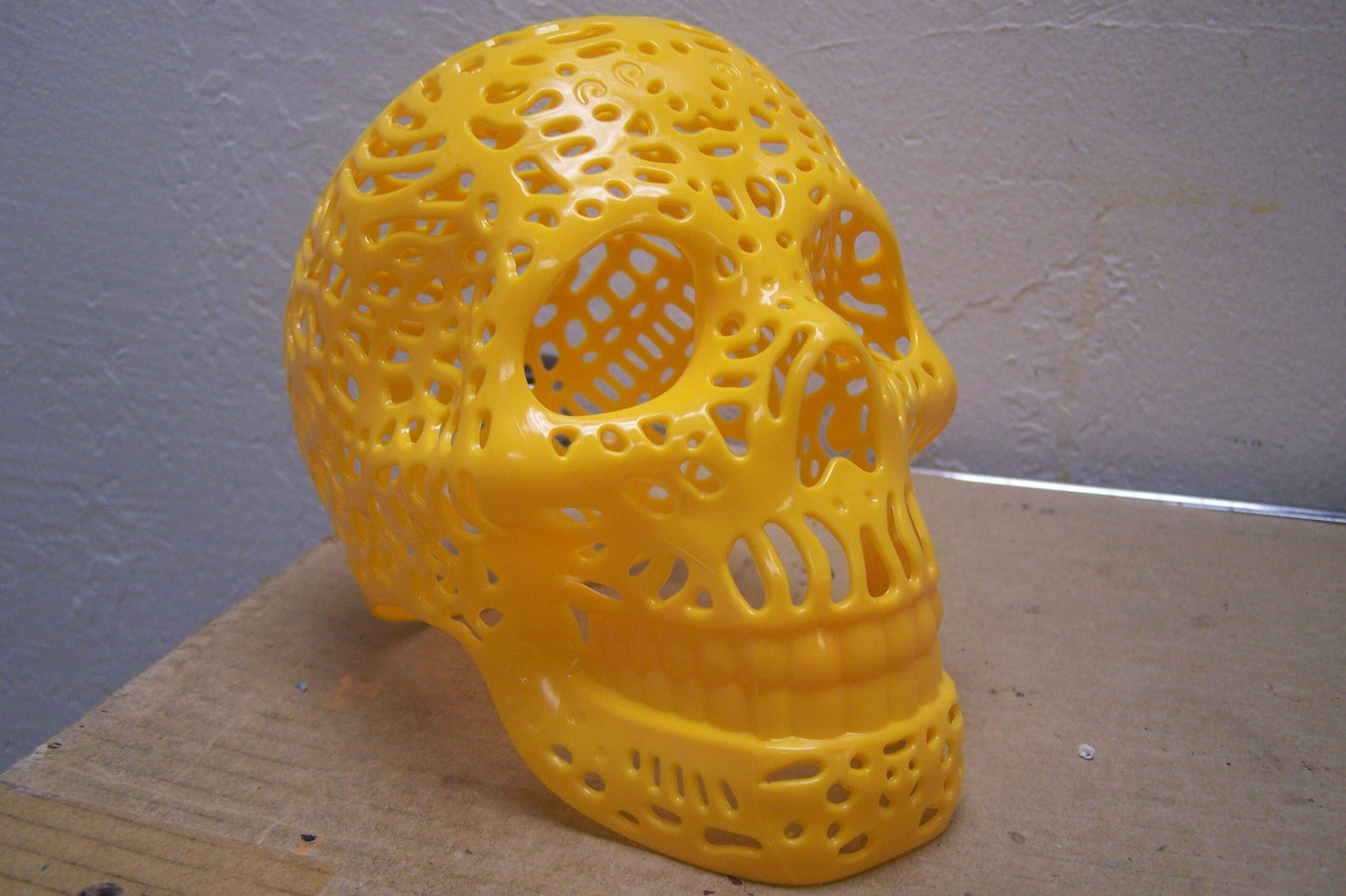 Smaller Plastic Altar Skull - Oaxaca Style - Yellow