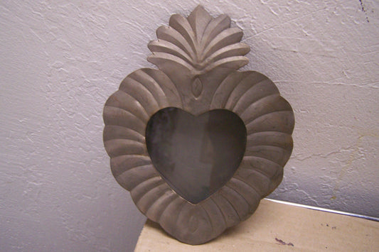 Mexican Tin and Glass Nicho with Hinged Door - Sacred Heart #1 - Mexico