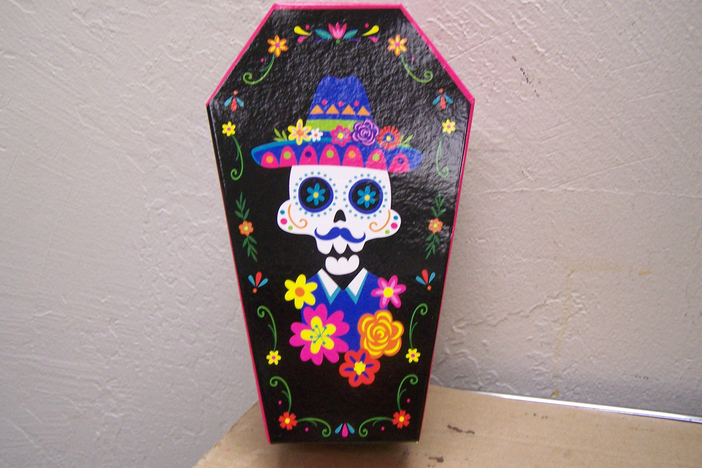 Day of the Dead Cardboard Lidden Coffin Box - Skeleton Man