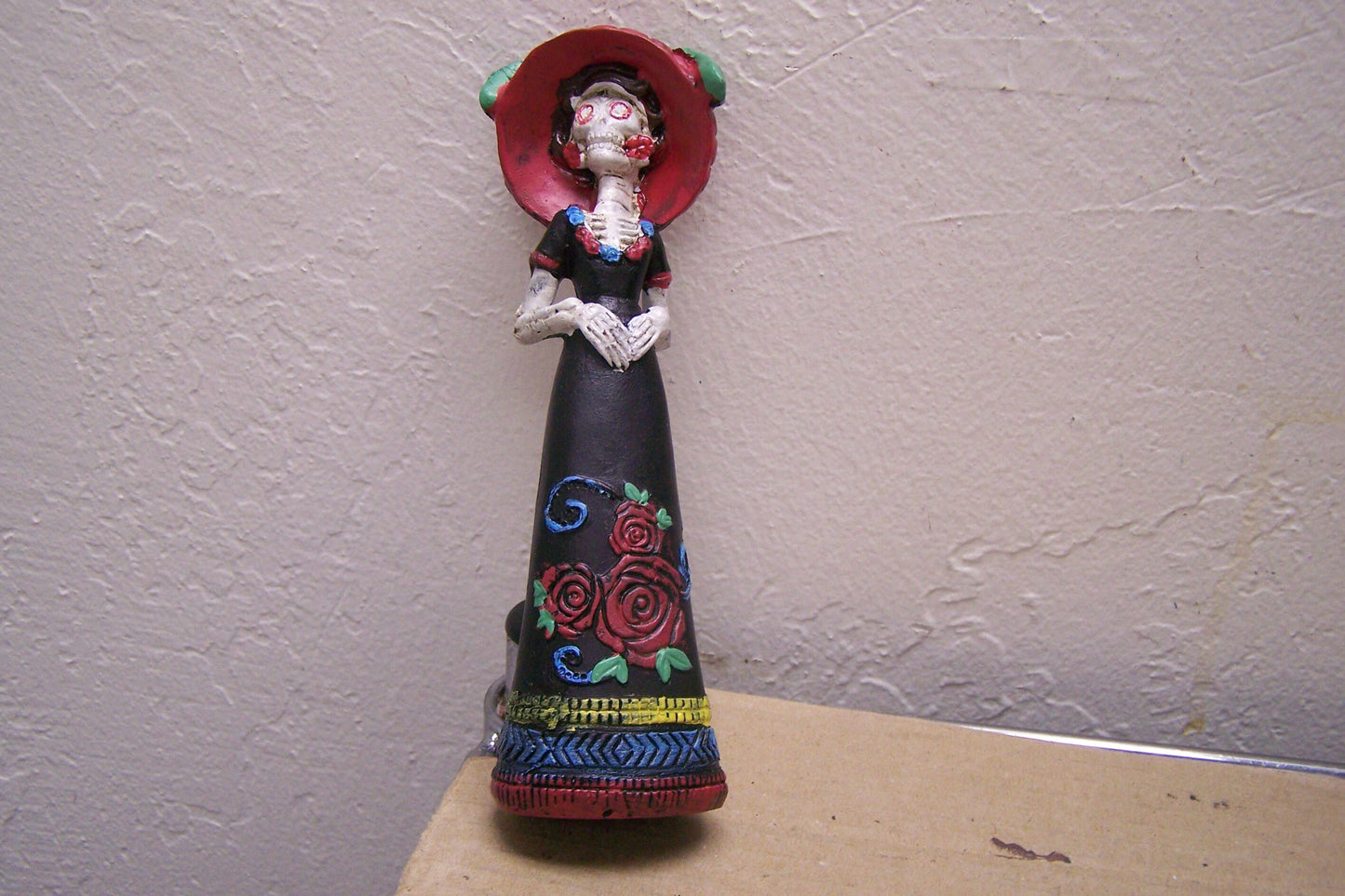 Small Painted Resin Day of the Dead Skeleton Lady, Classic Catrina - Mexico