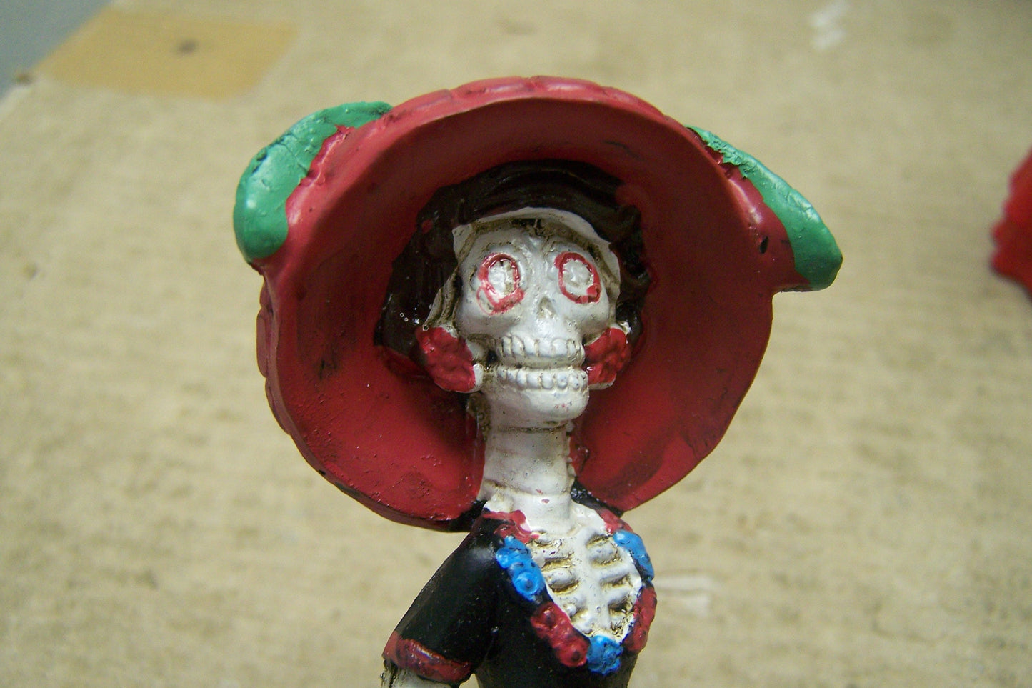 Small Painted Resin Day of the Dead Skeleton Lady, Classic Catrina - Mexico