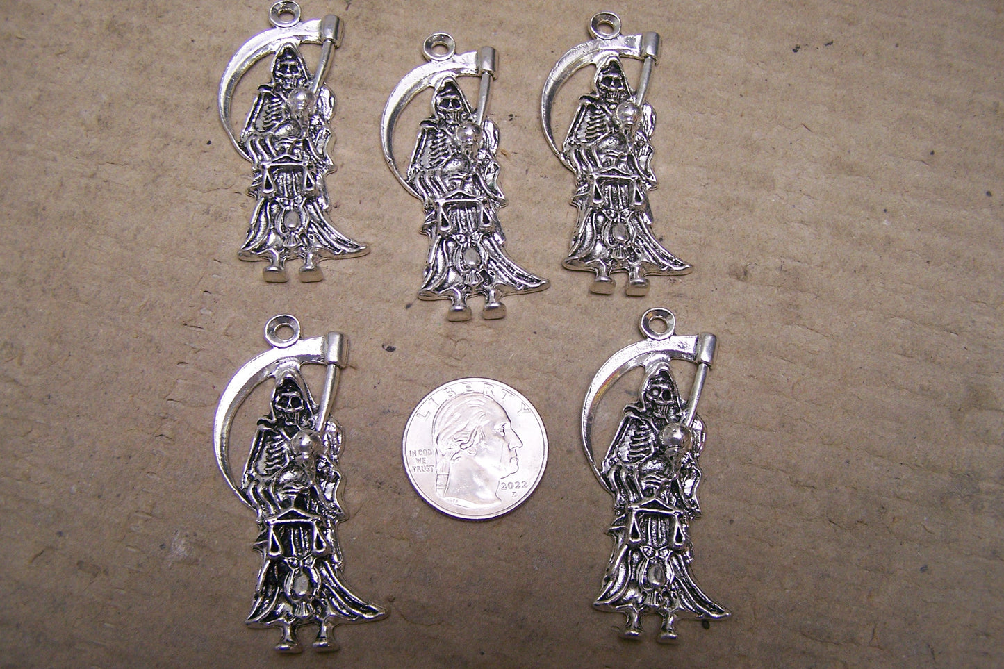 Lot of 5 Santa Muerte Metal Charms for Necklaces/Jewelry #1