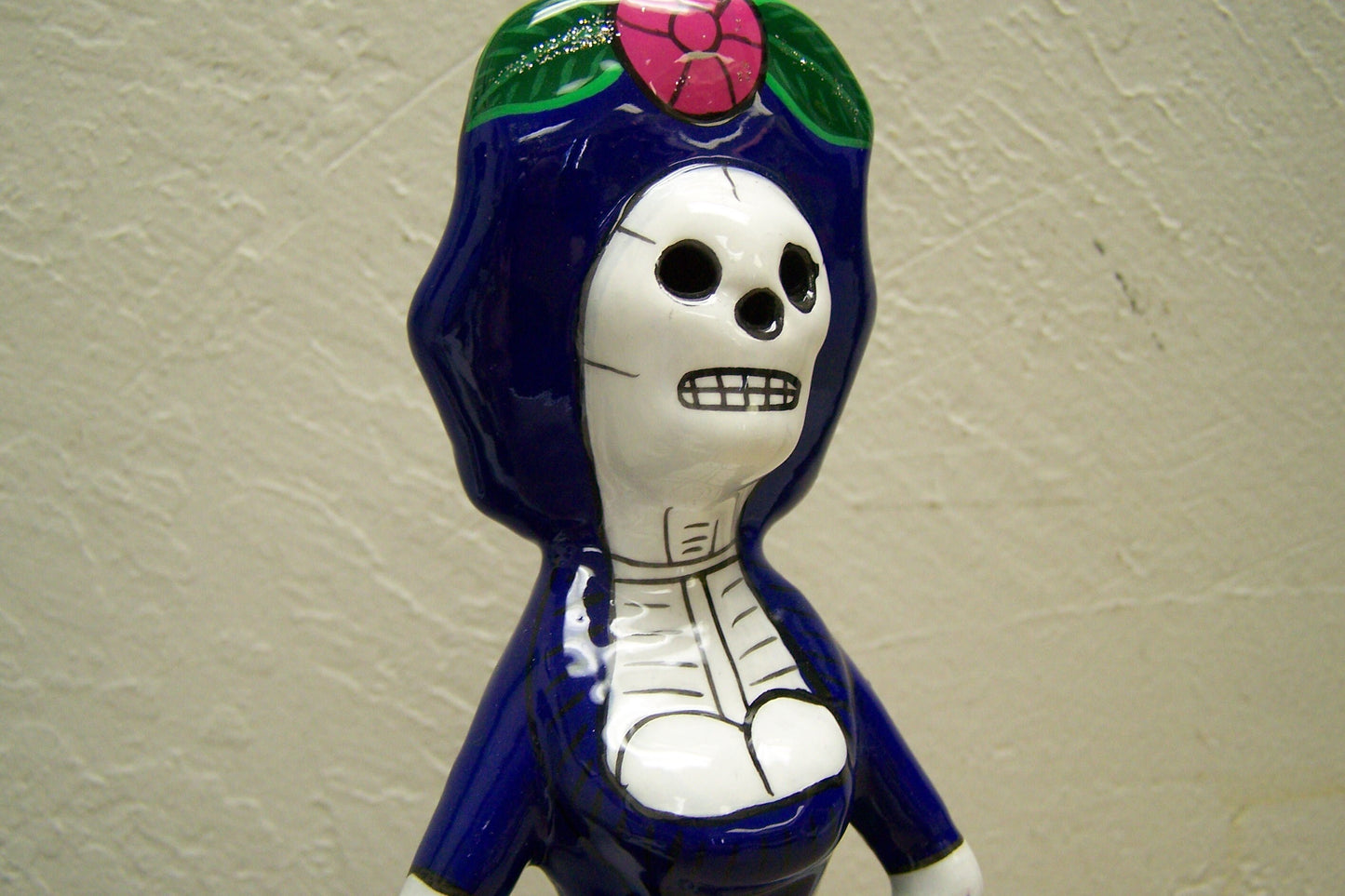 Ceramic Day of the Dead Skeleton Lady, Classic Catrina, Cobalt Blue - Mexico