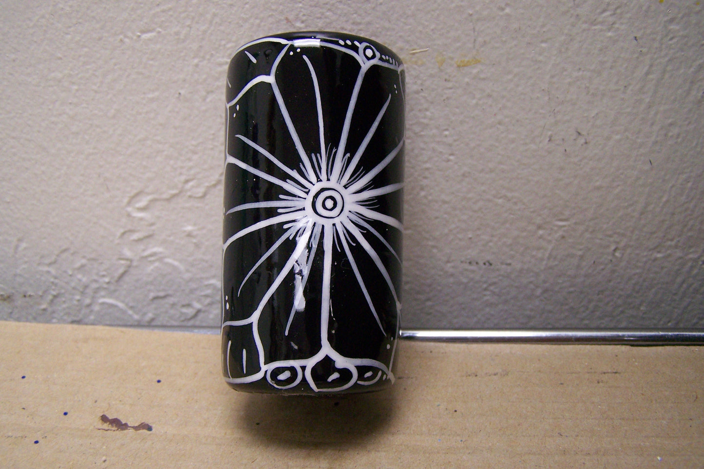 Ceramic Day of the Dead Shot Glass - Skeletons w. Watermelon and Apple - Mexico