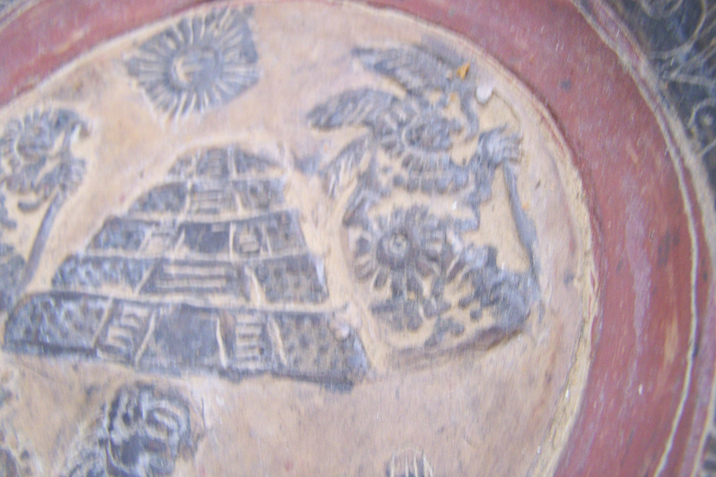 Vintage 1960s Molcajete Tripod Bowl with Ancient Mexican Designs, Aztec, Maya, etc. - Mexico