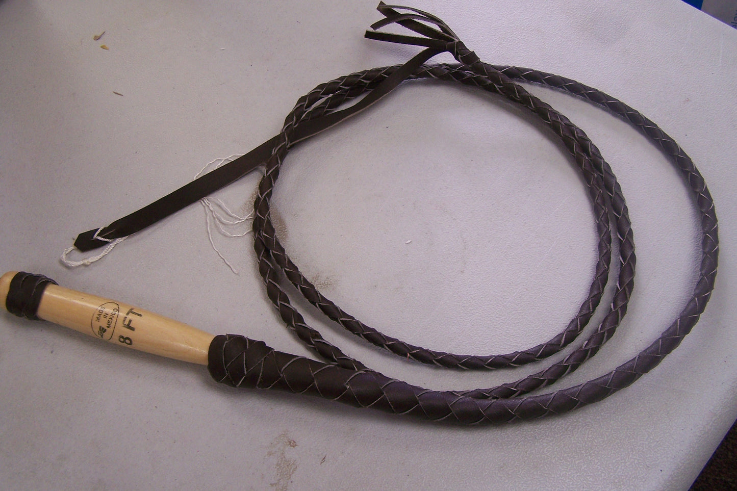 Indiana Jones Genuine Leather Handmade Bull Whip with Wooden Handle, 8'- Mexico