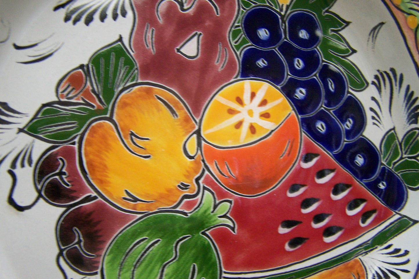 Beautiful Vintage Talavera Fruit Plate with Angled Edges - Mexico