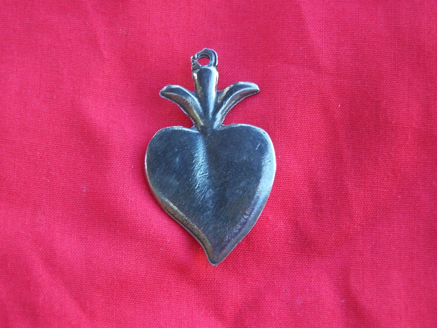 Tin/Silver Sacred Heart with Sprouts Milagro Ex Voto