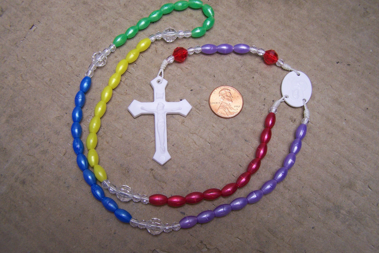 LGBTQ+ Gay Interest - Rainbow Plastic Rosary, 17" Long - Mexico