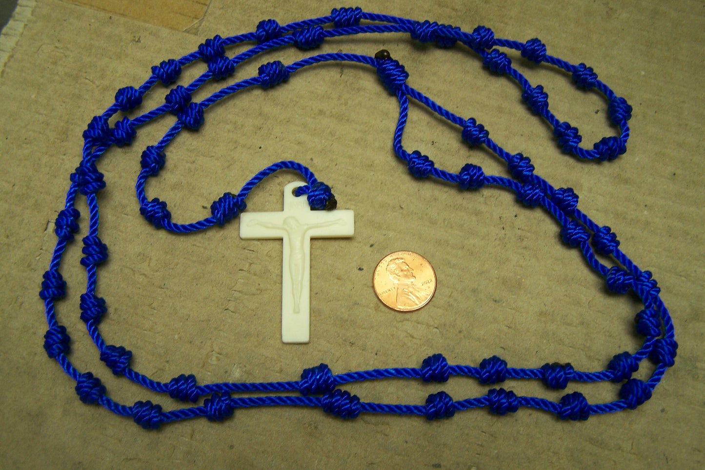 Rosary - Bright Blue, Cotton - 29" Long - Mexico