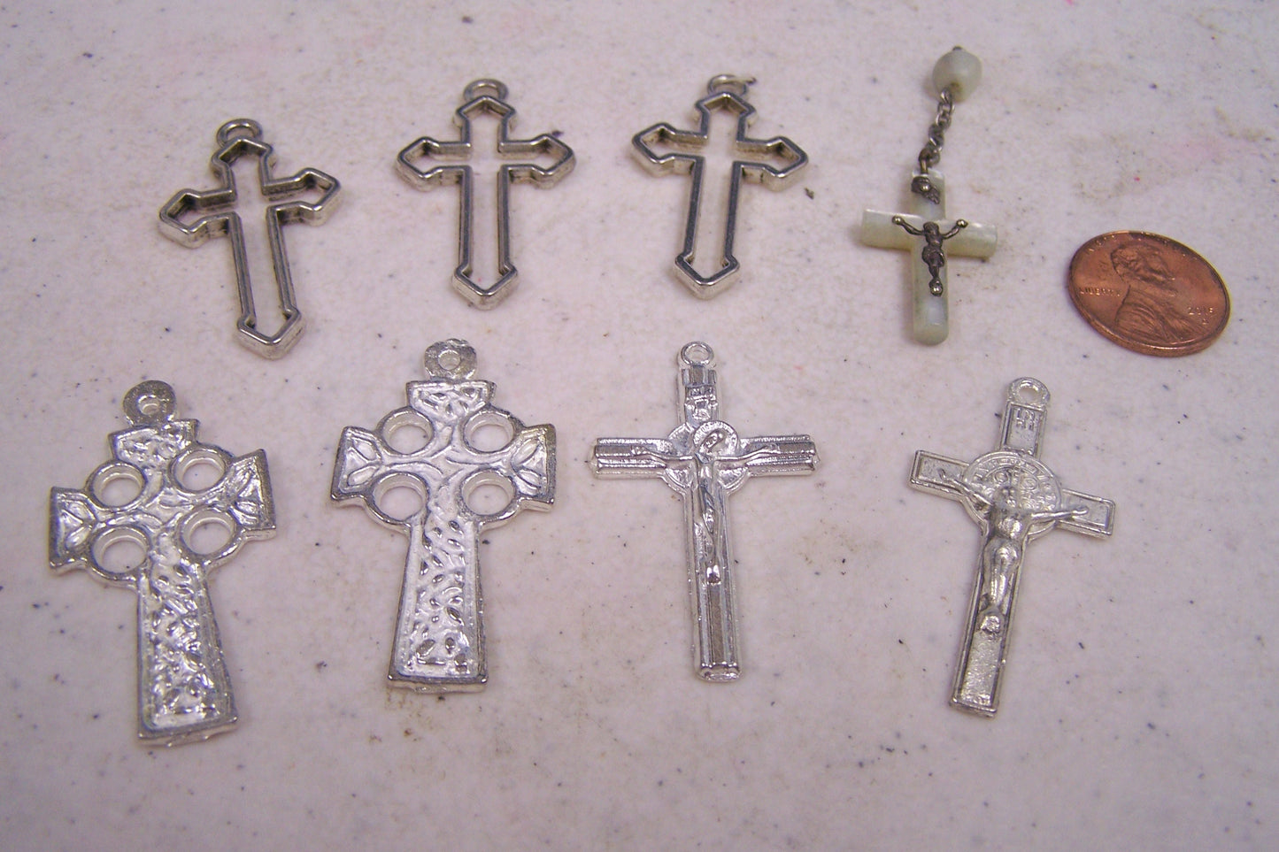 Lot of 8 Crosses/Crucifixes for Jewelry/Rosaries