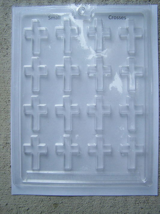Craft Mold: Sheet of 16 Smaller Crosses - Plaster, Clay, Papier Mache, etc.