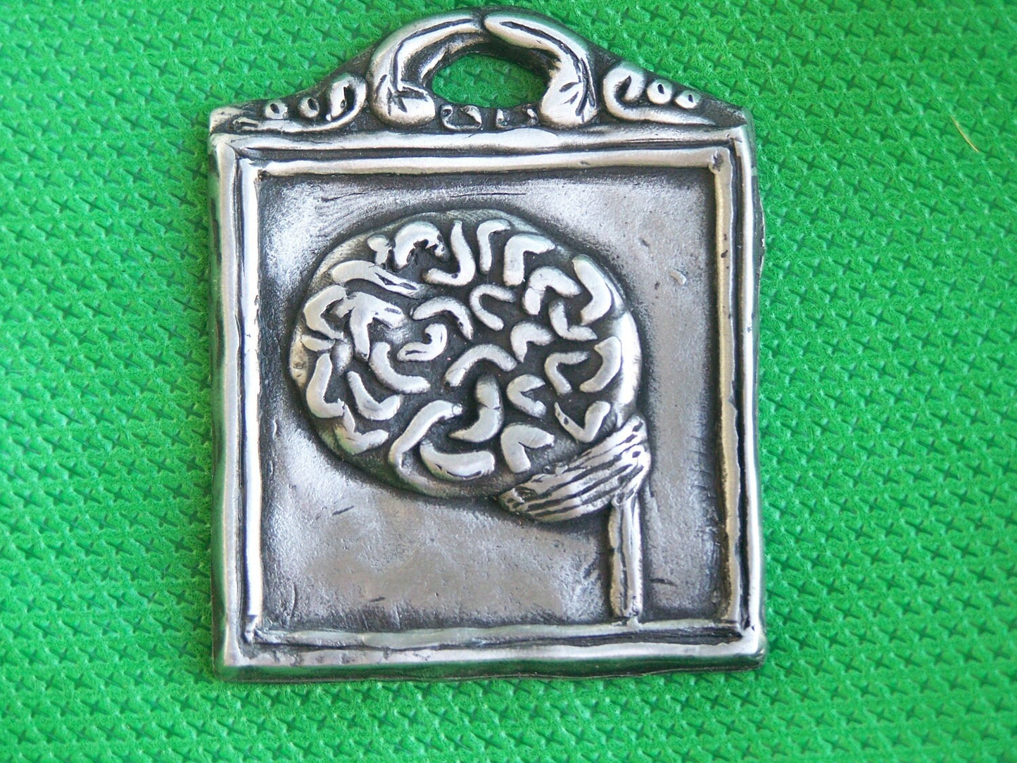 Large Tin/Silver Brain Milagro Ex Voto