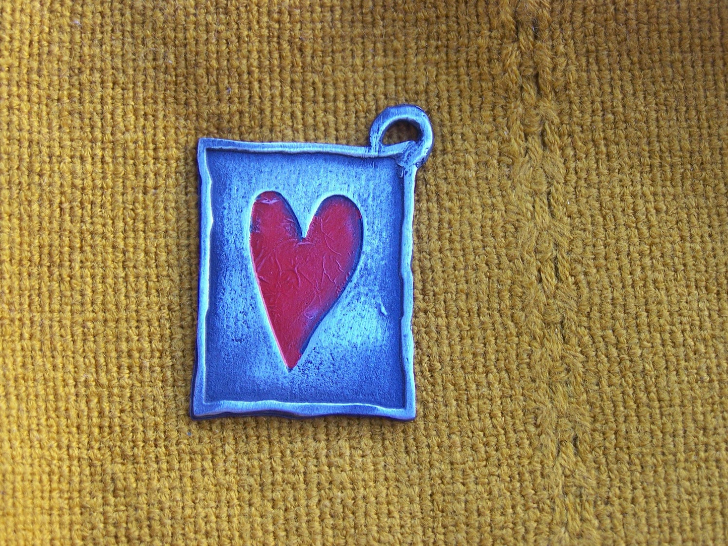 Pewter Painted Red Heart Keychain